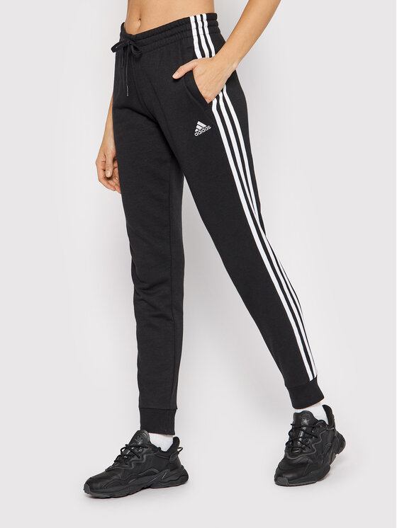 adidas Essentials French Terry 3-Stripes Pants - Black | adidas Finland