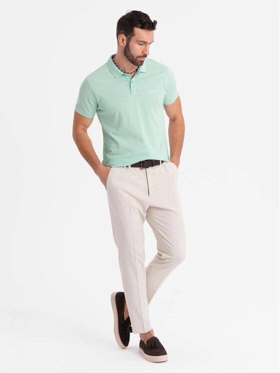 Ombre Ombre Polo OM-POSS-0103 Zielony Regular Fit