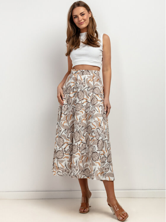 Tessita Tessita Spódnica midi T424/2/XXL Beżowy A-Line Fit