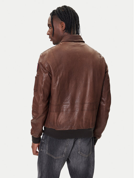 Aeronautica Militare Aeronautica Militare Geacă de piele 252PN0895U100839 Maro Regular Fit