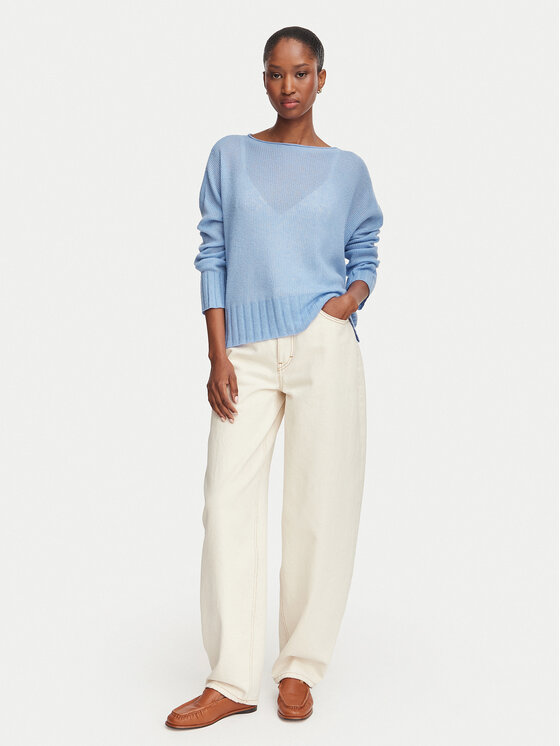 MAX&Co. MAX&Co. Sweter Stampa 2626366091200 Niebieski jasny Oversize