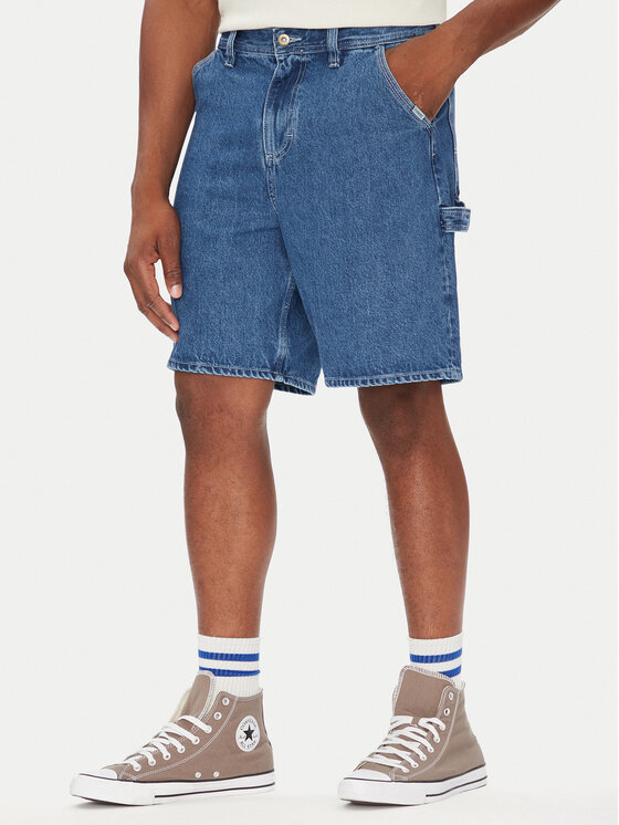 Element Element Pantaloni scurți de blugi Carpenter ELYDS00102 Albastru Relaxed Fit