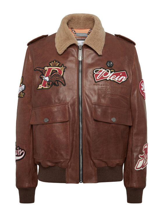 PHILIPP PLEIN PHILIPP PLEIN Giacca di pelle 26043 Marrone Regular Fit
