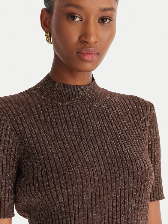 ACCESS FASHION ACCESS FASHION Sweter 54-8046 Brązowy Slim Fit