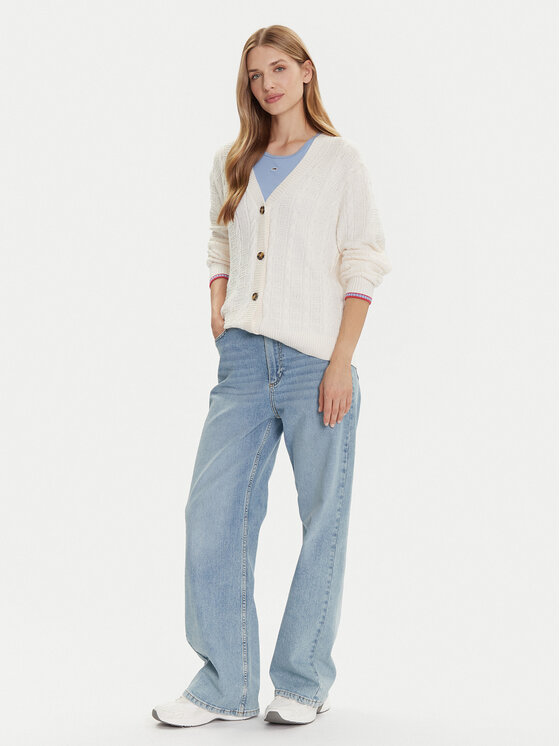 Tommy Jeans Tommy Jeans Kardigán Cable DW0DW21681 Ekru Relaxed Fit