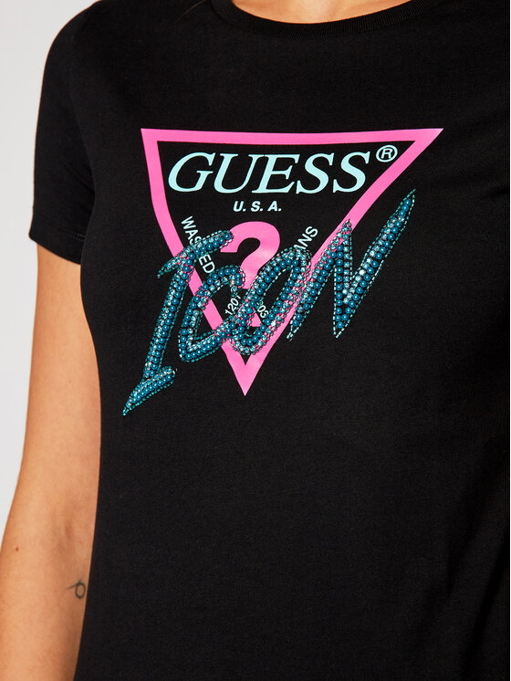 Guess Marškinėliai W0BI00 I3Z00 Juoda Regular Fit • Modivo.lt