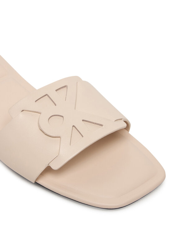 Calvin Klein Calvin Klein Şlapi Square Flat Sandal Emblem HW0HW03128 Écru