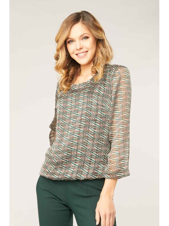 QUIOSQUE QUIOSQUE Bluzka 19-TK-205 Zielony Regular Fit