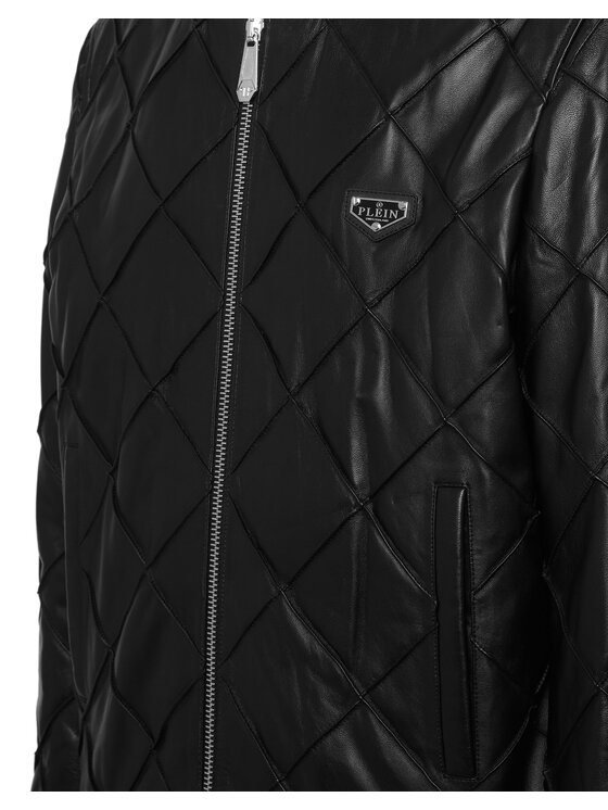 PHILIPP PLEIN PHILIPP PLEIN Kurtka skórzana 9483 Czarny Regular Fit