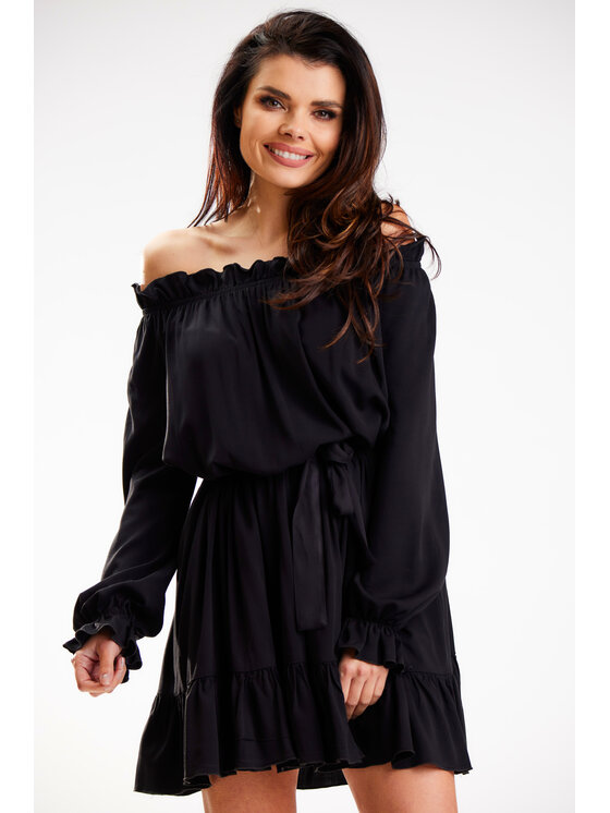 Awama Awama Sukienka letnia A578 Czarny Basic Fit