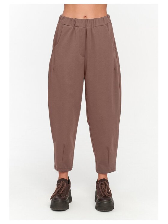 Makadamia Makadamia Spodnie materiałowe C79 Brązowy Loose Fit