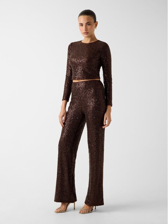 Guess Guess Kalhoty z materiálu 180171 Hnědá Slim Fit
