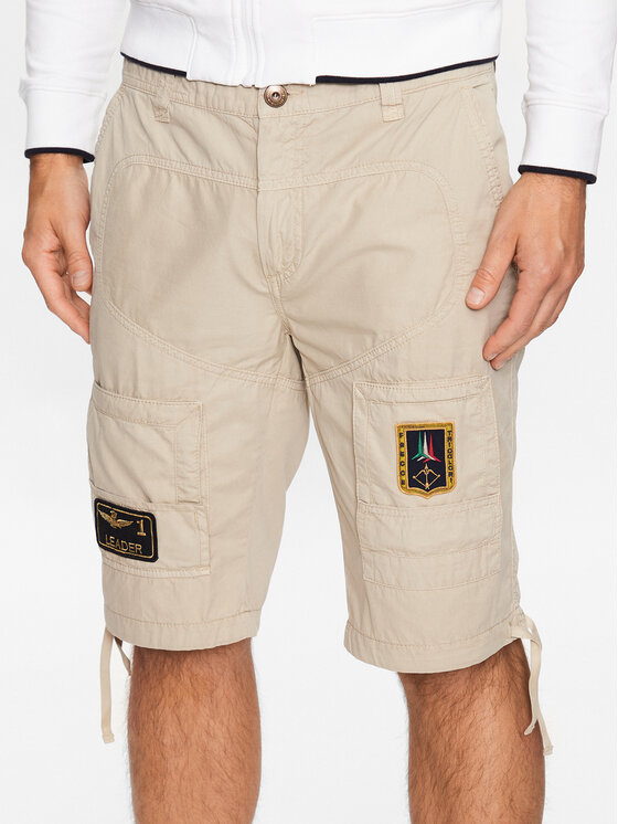 Aeronautica Militare Aeronautica Militare Medžiaginiai šortai 231BE041CT1122 Smėlio Regular Fit