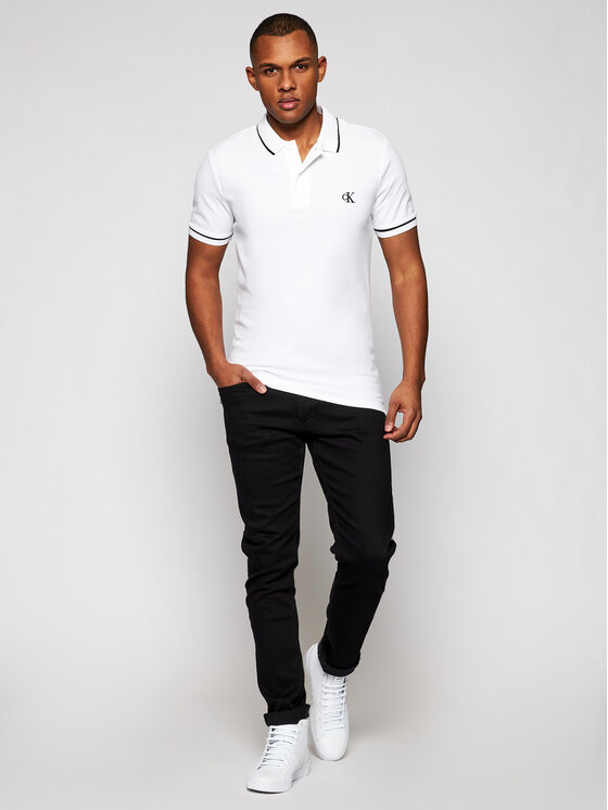 Calvin Klein Jeans Calvin Klein Jeans Polo marškinėliai J30J315603 Balta Slim Fit
