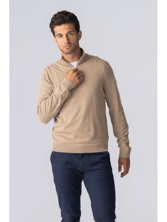 TeeShoppen TeeShoppen Sweter 'Basic Collection' Beżowy Regular Fit