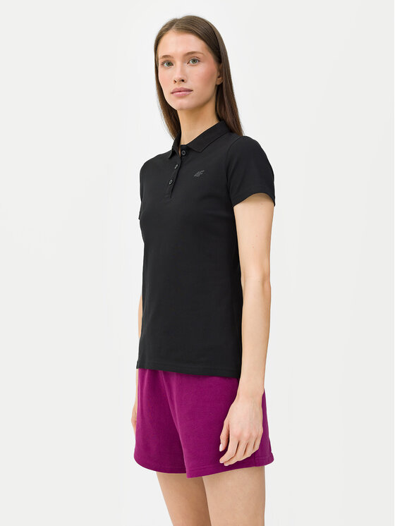 4F 4F Poloshirt 4FWSS24TPTSF132 Schwarz Slim Fit