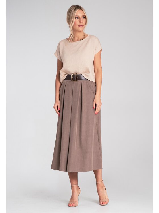 FIGL FIGL Spódnica midi M1201 Brązowy Flared Fit