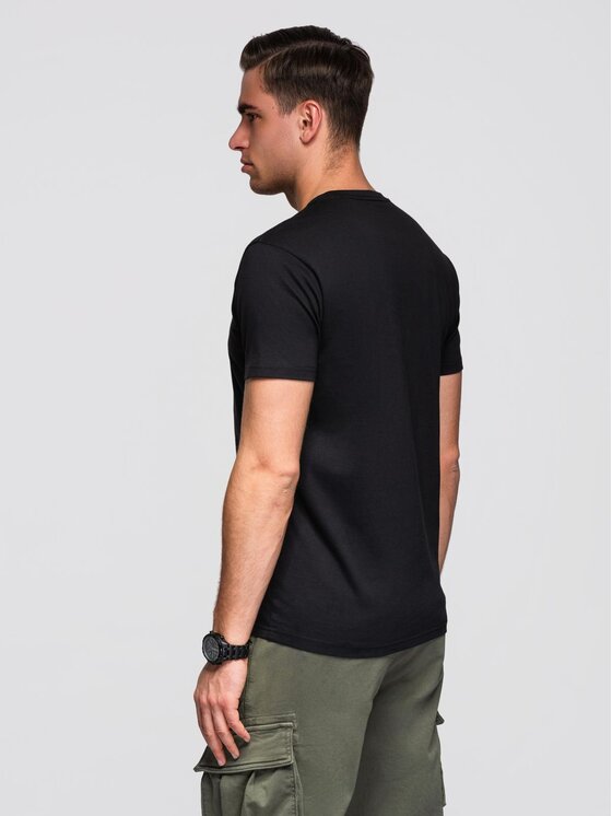 Ombre Ombre T-Shirt OM-TSPT-0260 Czarny Regular Fit