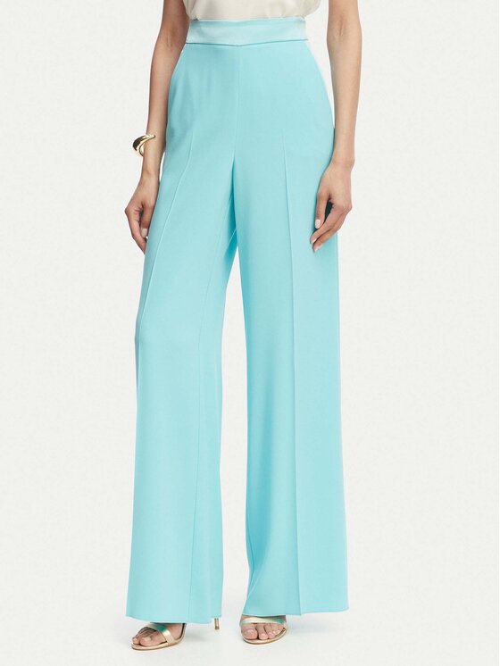 Marella Bavlnené nohavice Stampa 2613131032 Tyrkysová Straight Fit