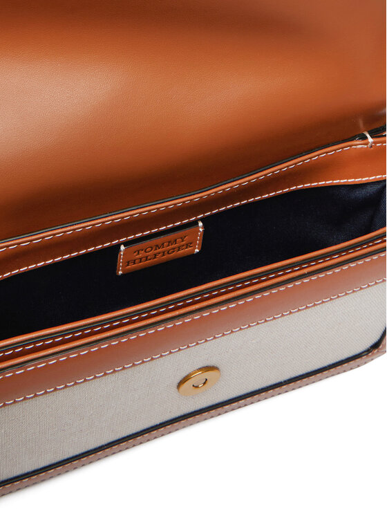 Tommy Hilfiger Tommy Hilfiger Rankinė Th Script Flap Crossover Canvas AW0AW18737 Kreminė
