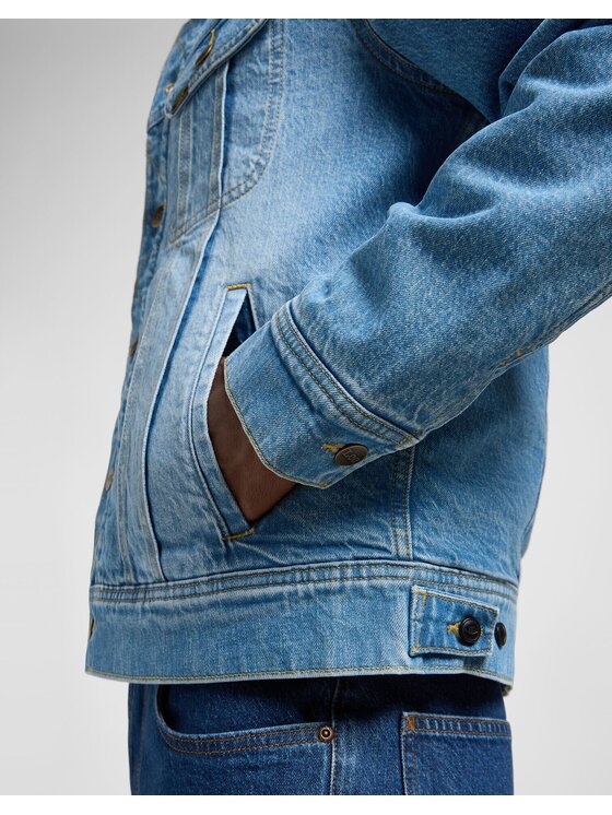 Lee Lee Kurtka jeansowa SHERPA JACKET Niebieski Regular Fit