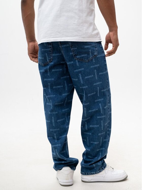 Jigga Wear Jigga Wear Jeansy Szerokie Mini Laser M Niebieski Baggy Fit