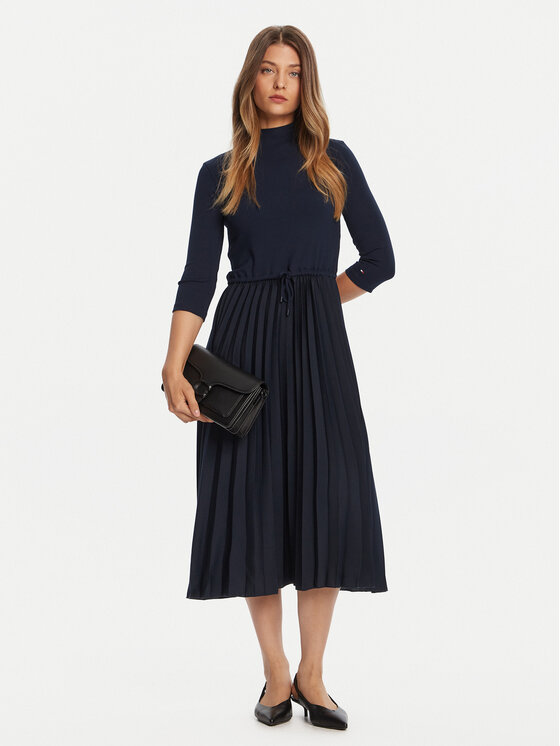 Tommy Hilfiger Tommy Hilfiger Kasdieninė suknelė WW0WW46138 Tamsiai mėlyna Slim Fit
