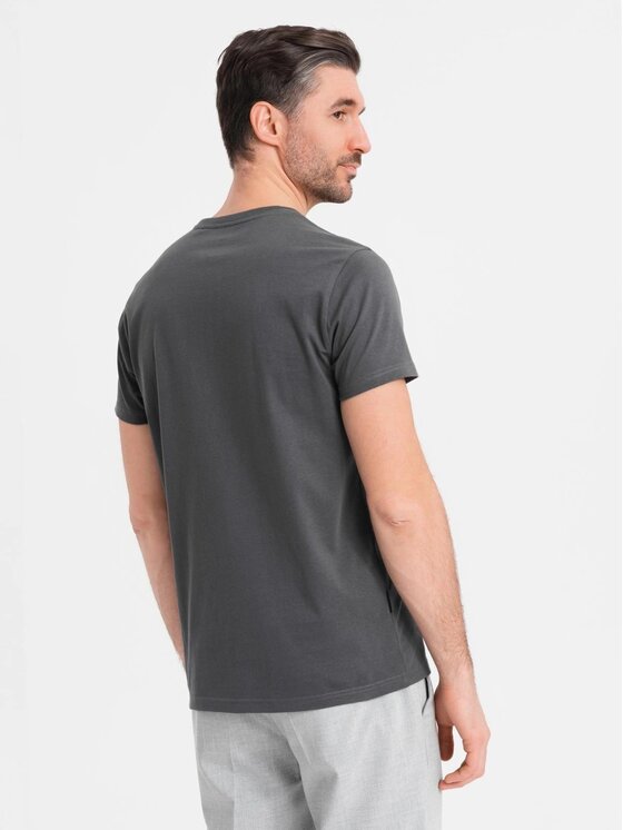 Ombre Ombre T-Shirt OM-TSBS-0236 Szary Regular Fit