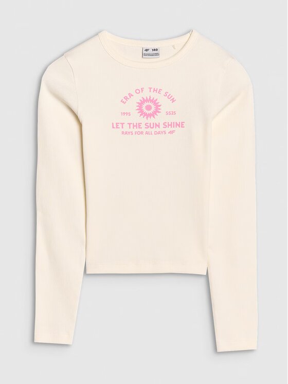 4F 4F Longsleeve 4FJRSS25TLONF537-11S Biały Slim Fit