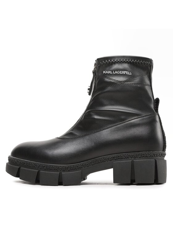 Bottines Karl Lagerfeld KL43554F0S - Cuir Noir - Logo Karl - Tige Cheville - Neuves Avec Boîte