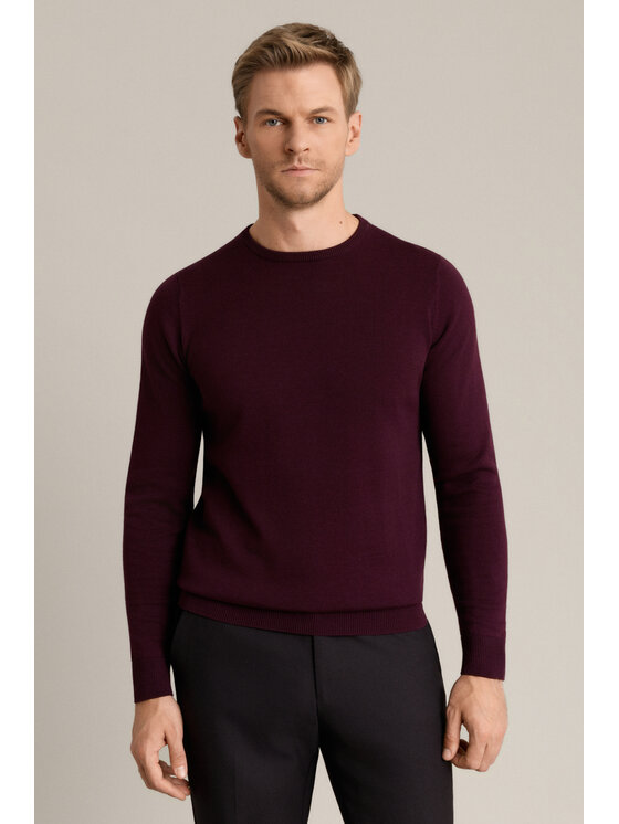 Lancerto Lancerto Sweter Christopher SW073226000037 Bordowy Regular Fit