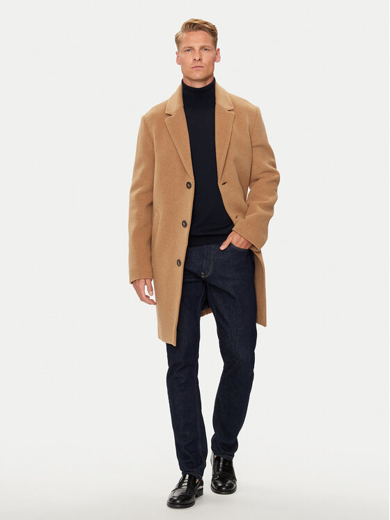 Tommy Hilfiger Tommy Hilfiger Вълнено палто MW0MW36611 Бежов Regular Fit