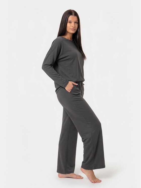 BASICLO BASICLO Spodnie materiałowe BSL-052-690 Szary ciemny Loose Fit