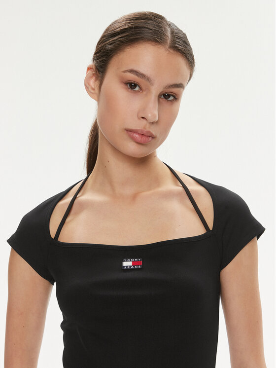 Tommy Jeans Tommy Jeans Sommerkleid Badge DW0DW17943 Schwarz Slim Fit
