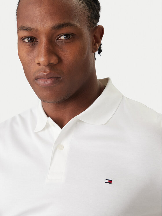 Tommy Hilfiger Tommy Hilfiger Тениска с яка и копчета Essential MW0MW35585 Бял Regular Fit