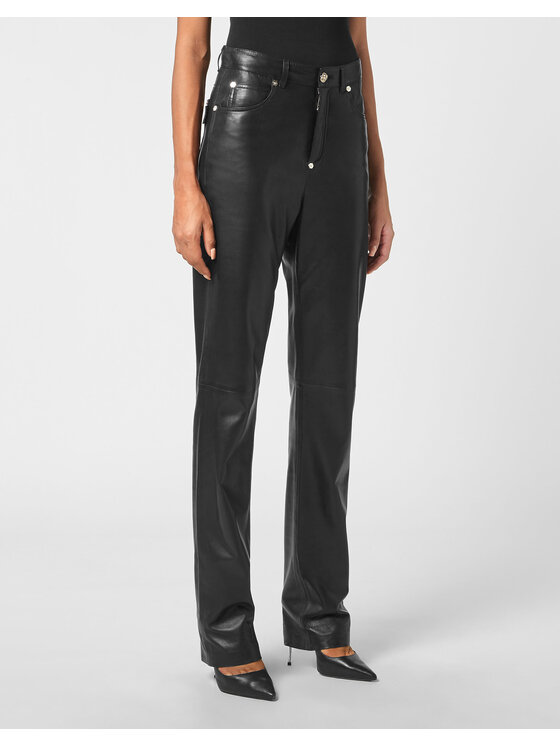 PHILIPP PLEIN PHILIPP PLEIN Spodnie skórzane 2637 Czarny