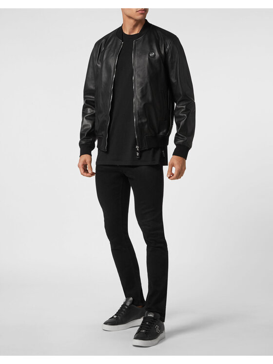 PHILIPP PLEIN PHILIPP PLEIN Giacca di pelle 8465 Nero Regular Fit
