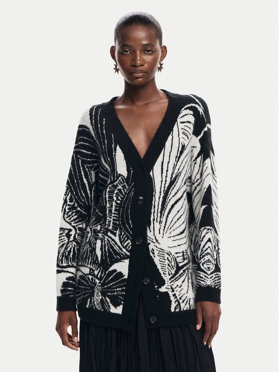 Desigual Kardigán Halifax 24WWJF26 Čierna Regular Fit