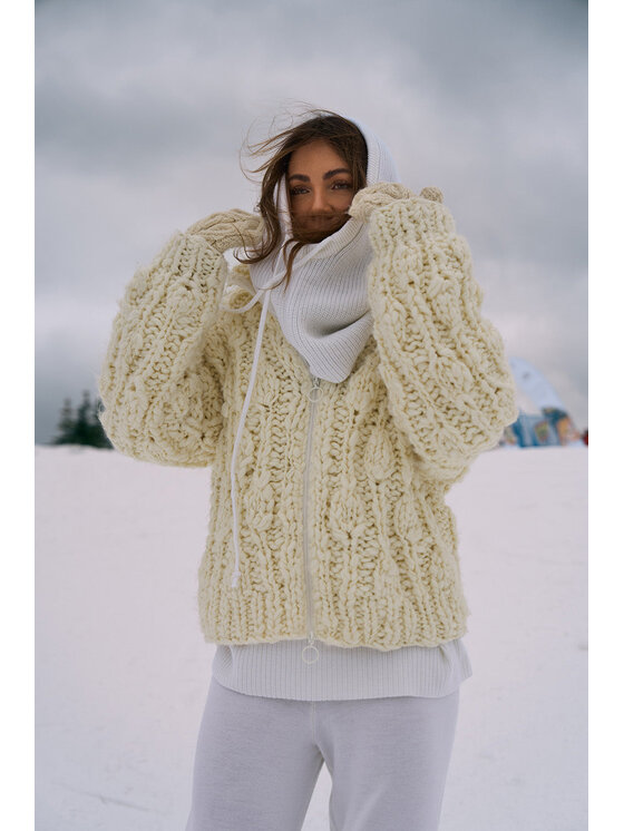 NAOKO NAOKO Kardigan Frosted Cloud Beżowy Regular Fit