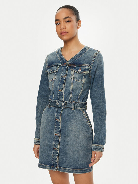 Tommy Jeans Tommy Jeans Džínové šaty DW0DW19854 Modrá Regular Fit