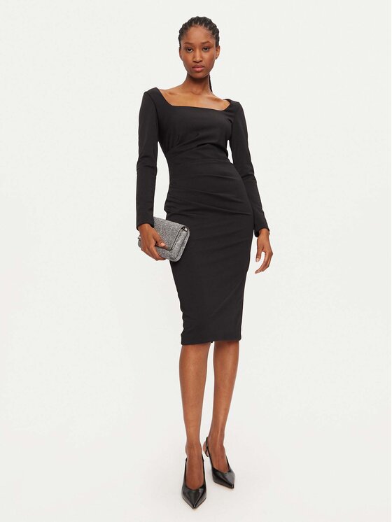 Rinascimento Rinascimento Sukienka koktajlowa 1000769142439 Czarny Regular Fit