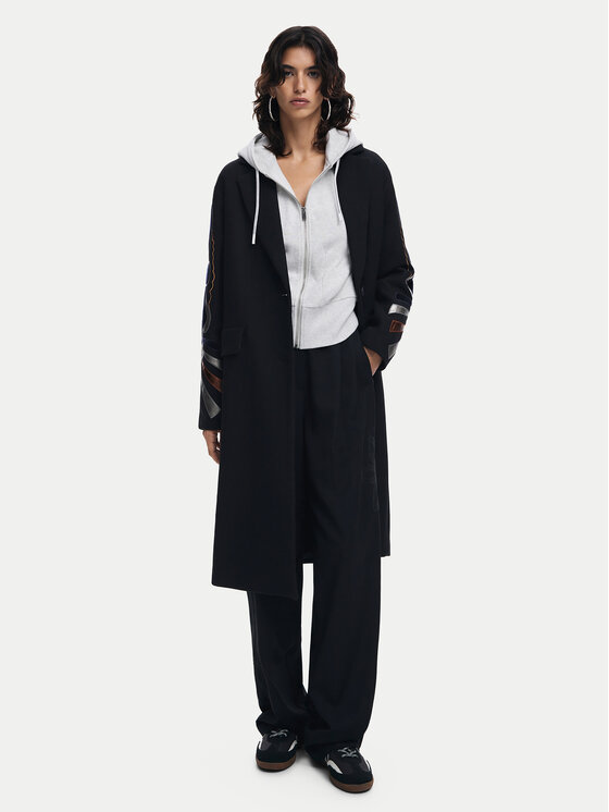 Desigual Desigual Vlněný kabát Cracovia 24WWEWBA Černá Regular Fit