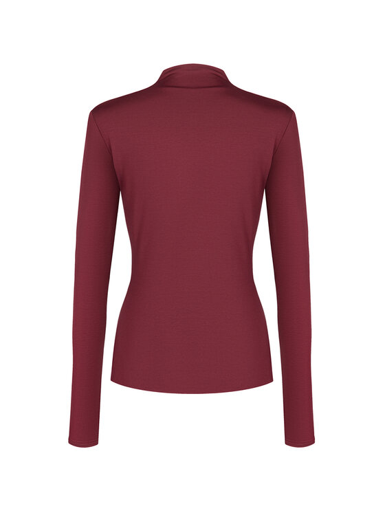BENU BENU Bluzka z golfem Bordowy Slim Fit