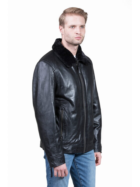 David Ryan David Ryan Kurtka skórzana CARLO Czarny Slim Fit