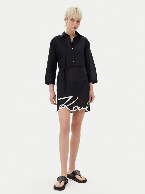 KARL LAGERFELD KARL LAGERFELD Haljina košulja A1W46006 Crna Regular Fit