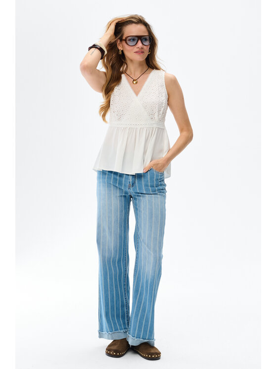 blue shadow blue shadow Bluzka Sylvie Biały Regular Fit