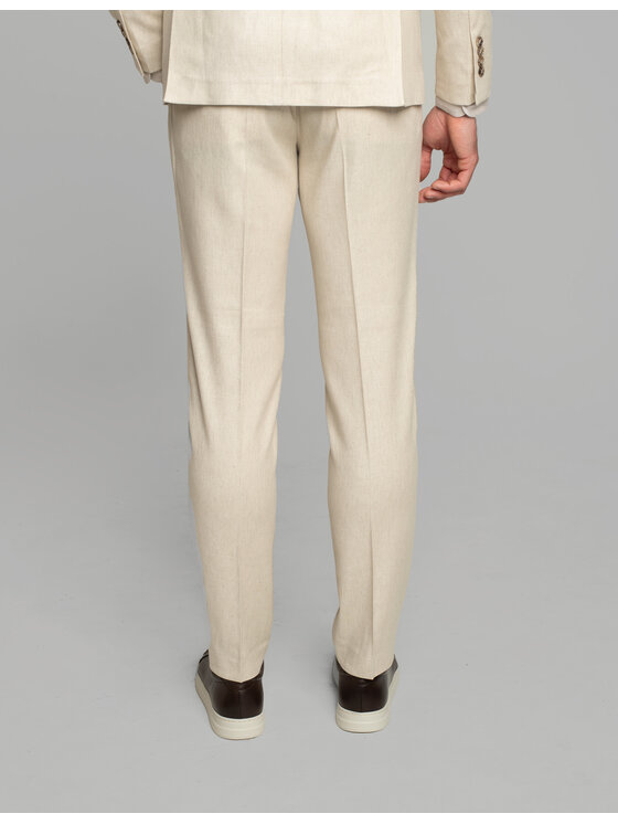 Borgio Borgio Spodnie garniturowe lodrino Beżowy Slim Fit