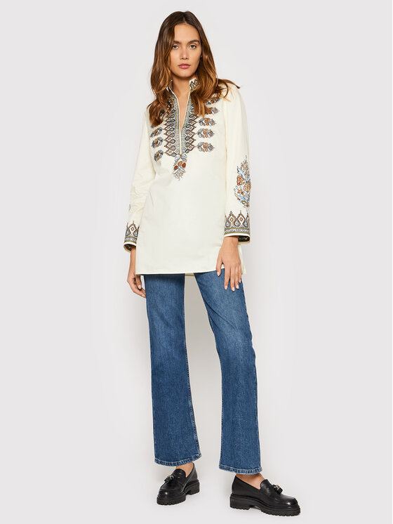 Tory Burch Tory Burch Tunika Embroidered 87518 Beżowy Relaxed Fit