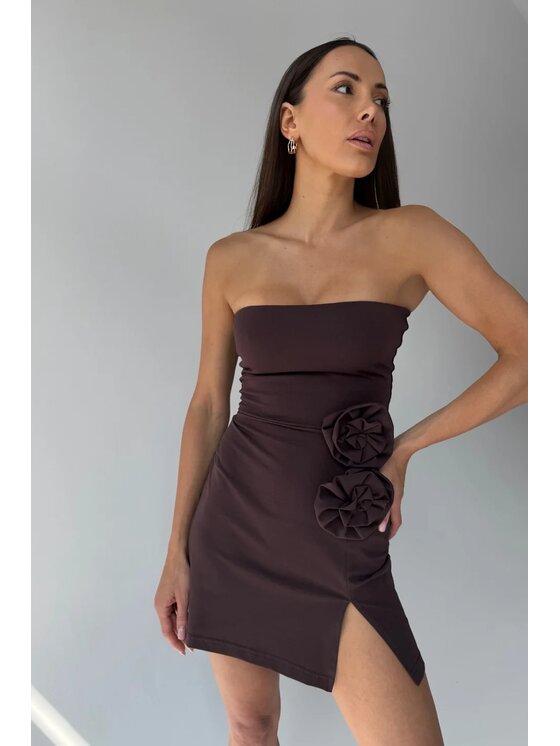 Chiara Wear Chiara Wear Sukienka letnia Sukienka mini ROSE Brązowy Slim Fit