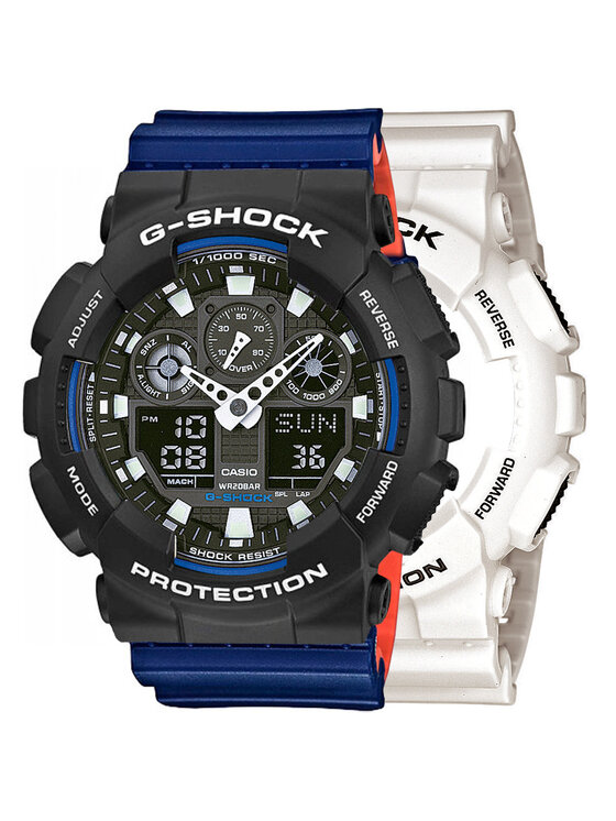 Casio Casio Zegarek SET GA-100B-7AER + BEZEL 10508136 + PASEK 10527467 Biały